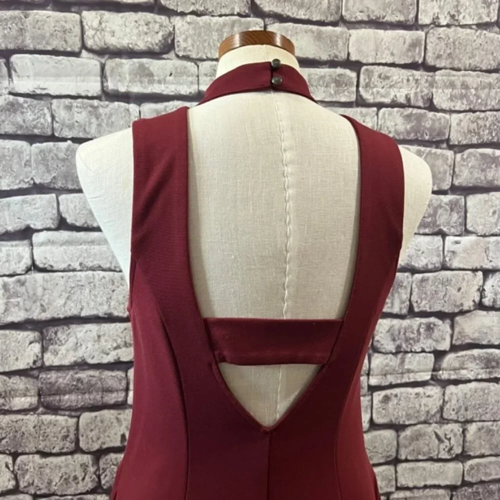 🎉🎉Host Pic🎉🎉 Free People Burgundy Sleeveless Fit & Flare Dress Size Medium